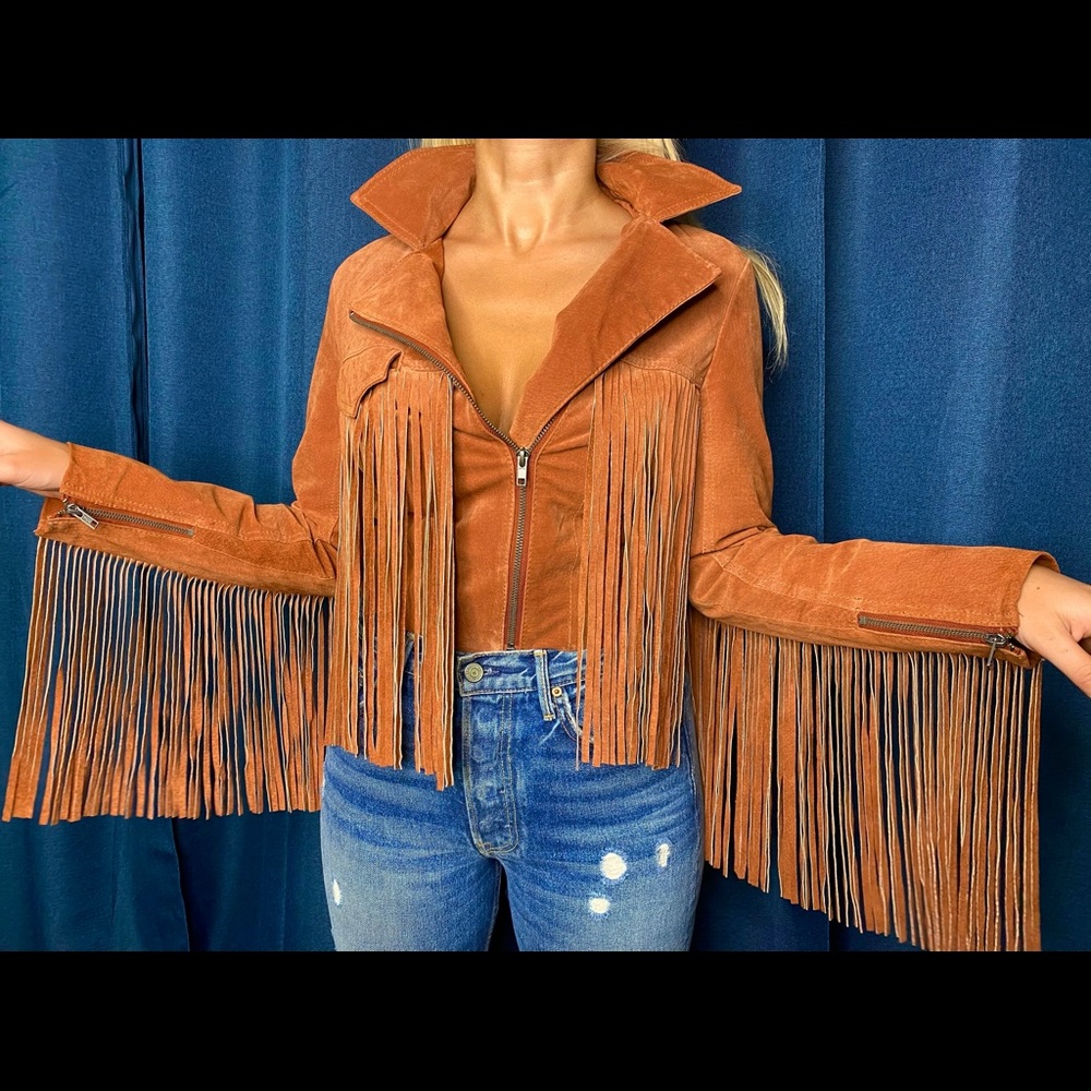 ASOS Fringe Suede Moto Jacket